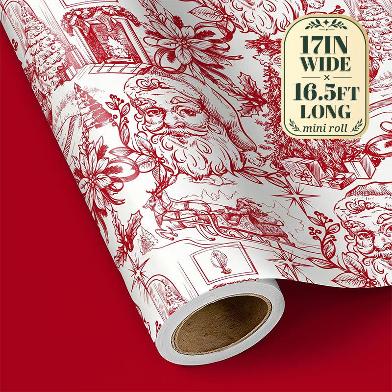 RUSPEPA Christmas Wrapping Paper – 17" x 16.4 Ft Mini Rolls