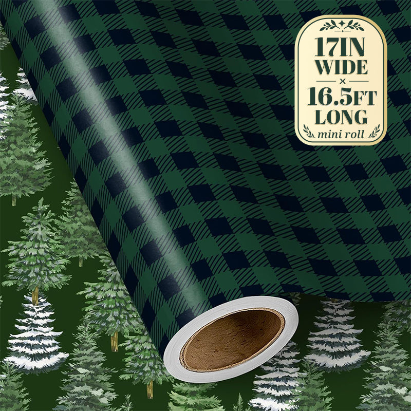RUSPEPA Christmas Wrapping Paper – 17" x 16.4 Ft Mini Rolls