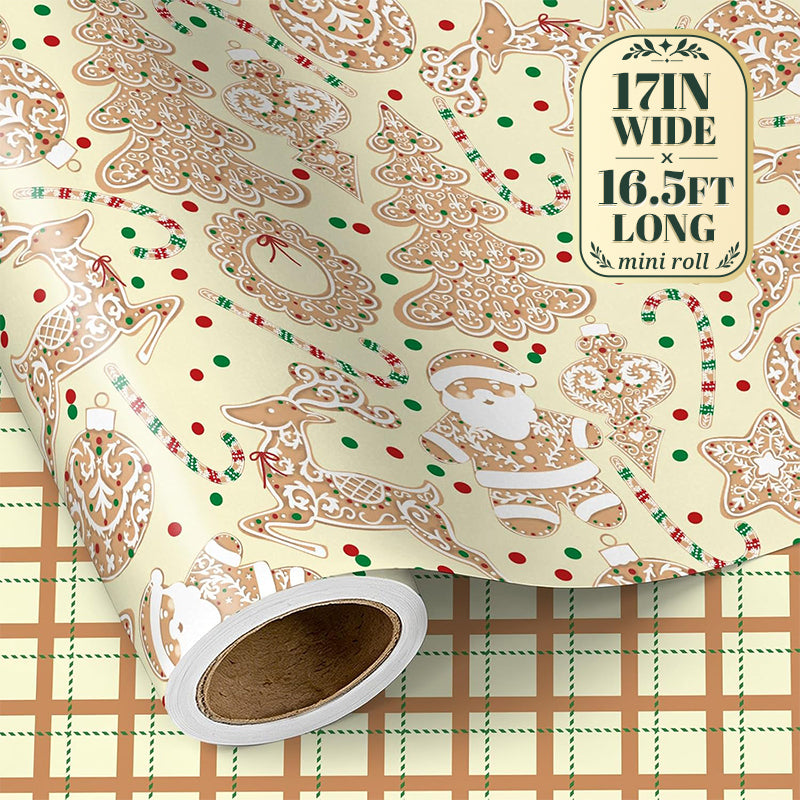 RUSPEPA Christmas Wrapping Paper – 17" x 16.4 Ft Mini Rolls