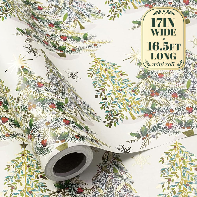 RUSPEPA Christmas Wrapping Paper – 17" x 16.4 Ft Mini Rolls
