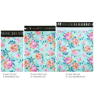 Poly Mailers Shipping Bags Spring Flower Design 2.3 and 3 Mil Heavy Duty Self Seal Mailing Envelopes - 30 Pack - 6 x 9, 10 x 13, 12 x 14.5 Inches