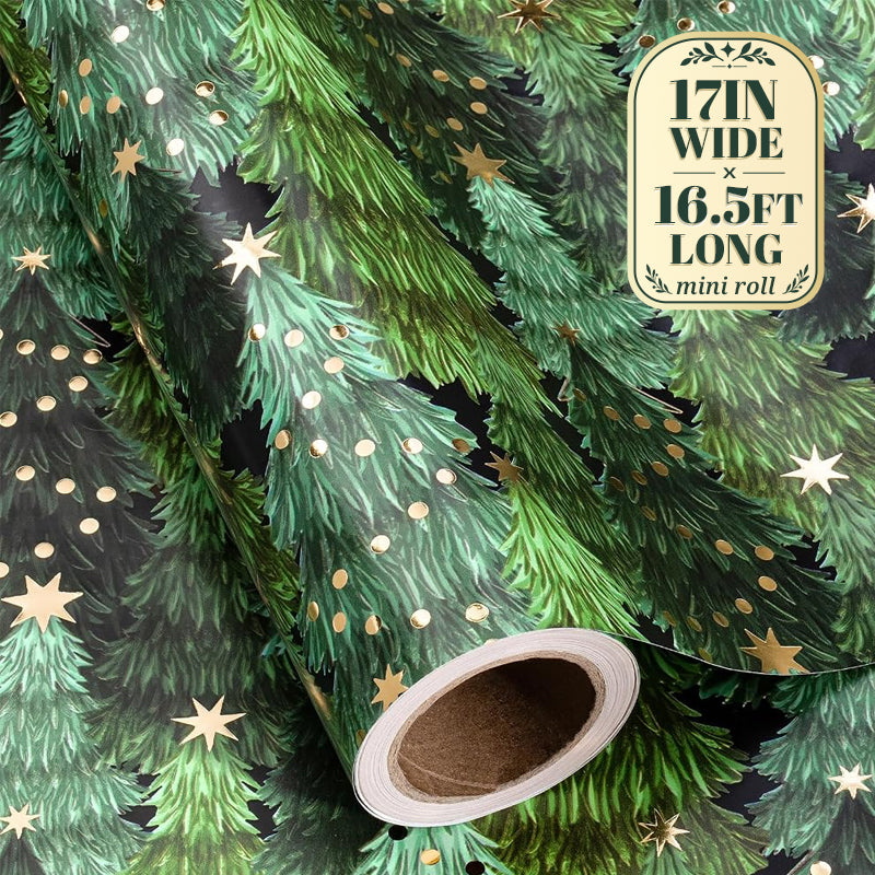 RUSPEPA Christmas Wrapping Paper – 17" x 16.4 Ft Mini Rolls