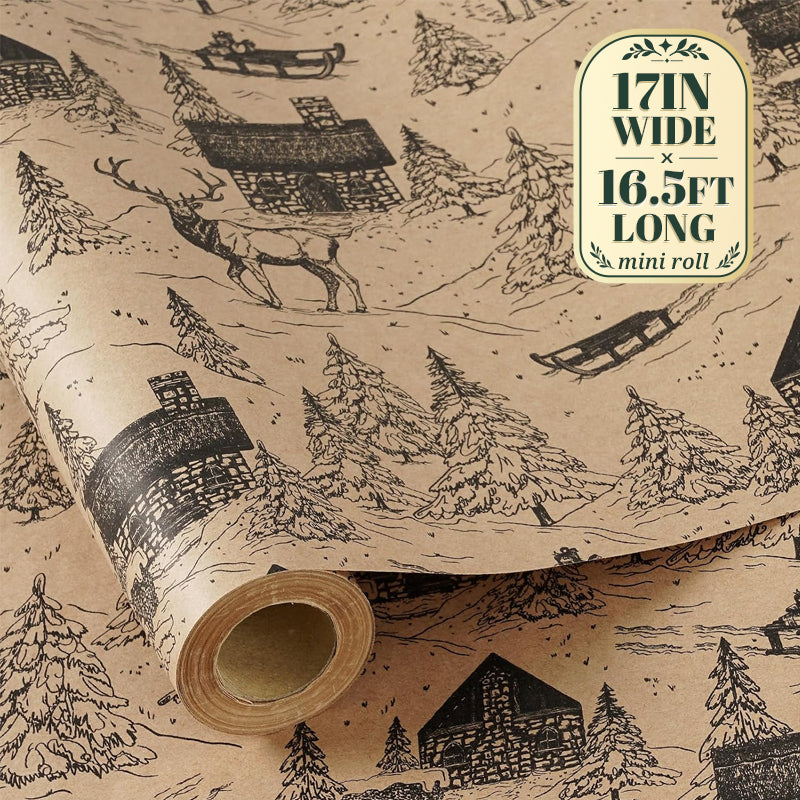 RUSPEPA Christmas Wrapping Paper – 17" x 16.4 Ft Mini Rolls