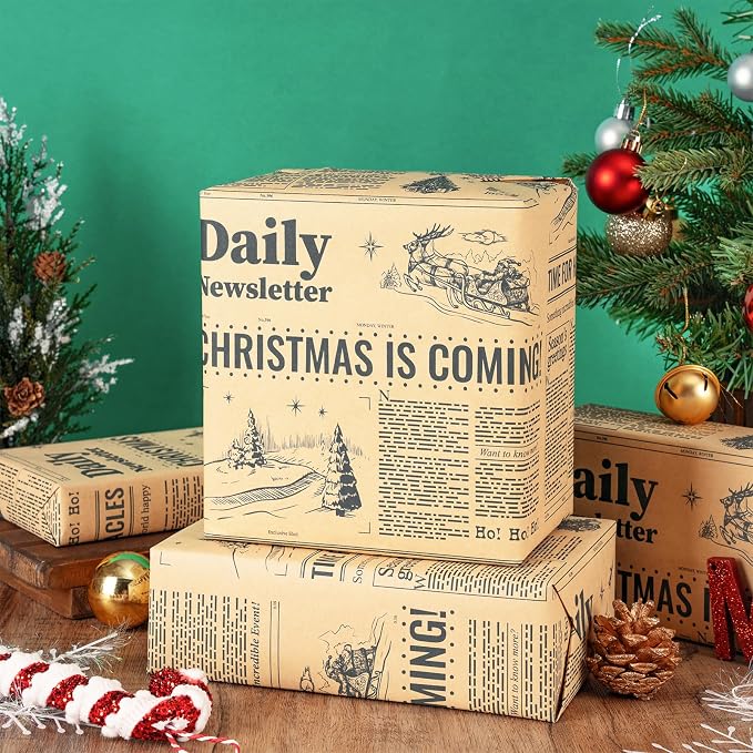 RUSPEPA Christmas Wrapping Paper – 17" x 16.4 Ft Mini Rolls