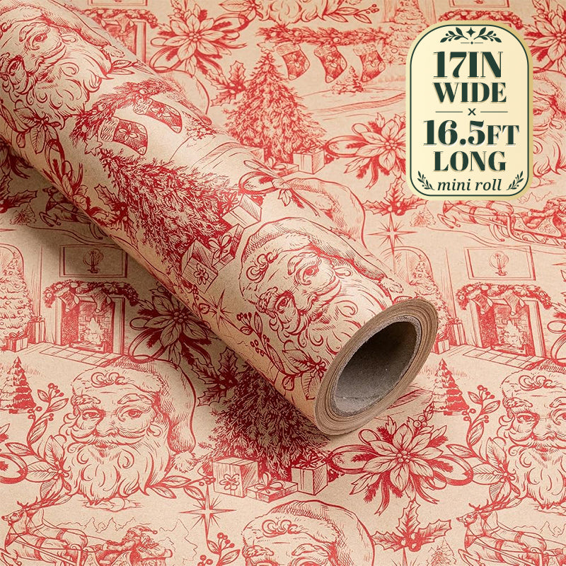 RUSPEPA Christmas Wrapping Paper – 17" x 16.4 Ft Mini Rolls
