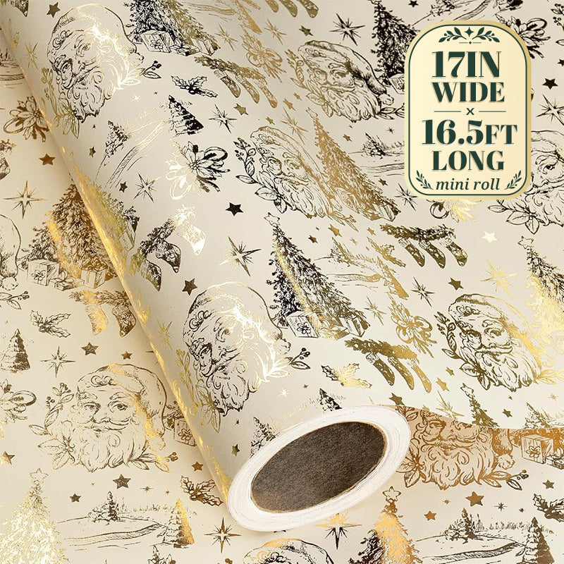 RUSPEPA Christmas Wrapping Paper – 17" x 16.4 Ft Mini Rolls