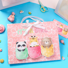 Load image into Gallery viewer, Loveinside Baby Girl Gift Bag Pink Animal Design with Tissue Paper and Greeting Card for Baby Shower, New Parents, and More - 13&quot; x 10&quot; x 5&quot;, 1 Pcs