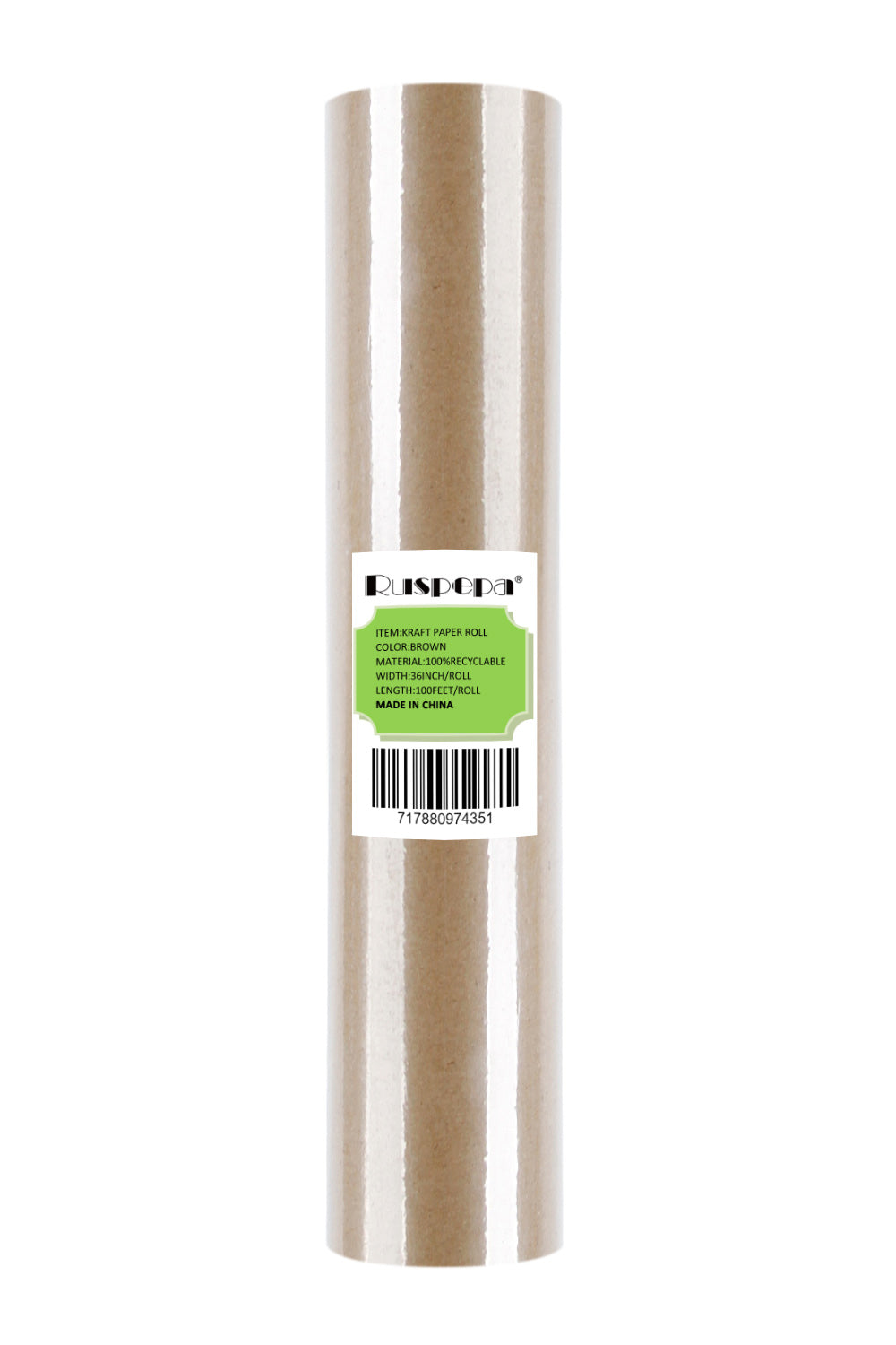 RUSPEPA Brown Kraft Paper Roll - 36 Inches x 100 Feet - Recyclable Paper Perfect for Wrapping, Craft, Packing, Floor Covering, Dunnage, Parcel, Table