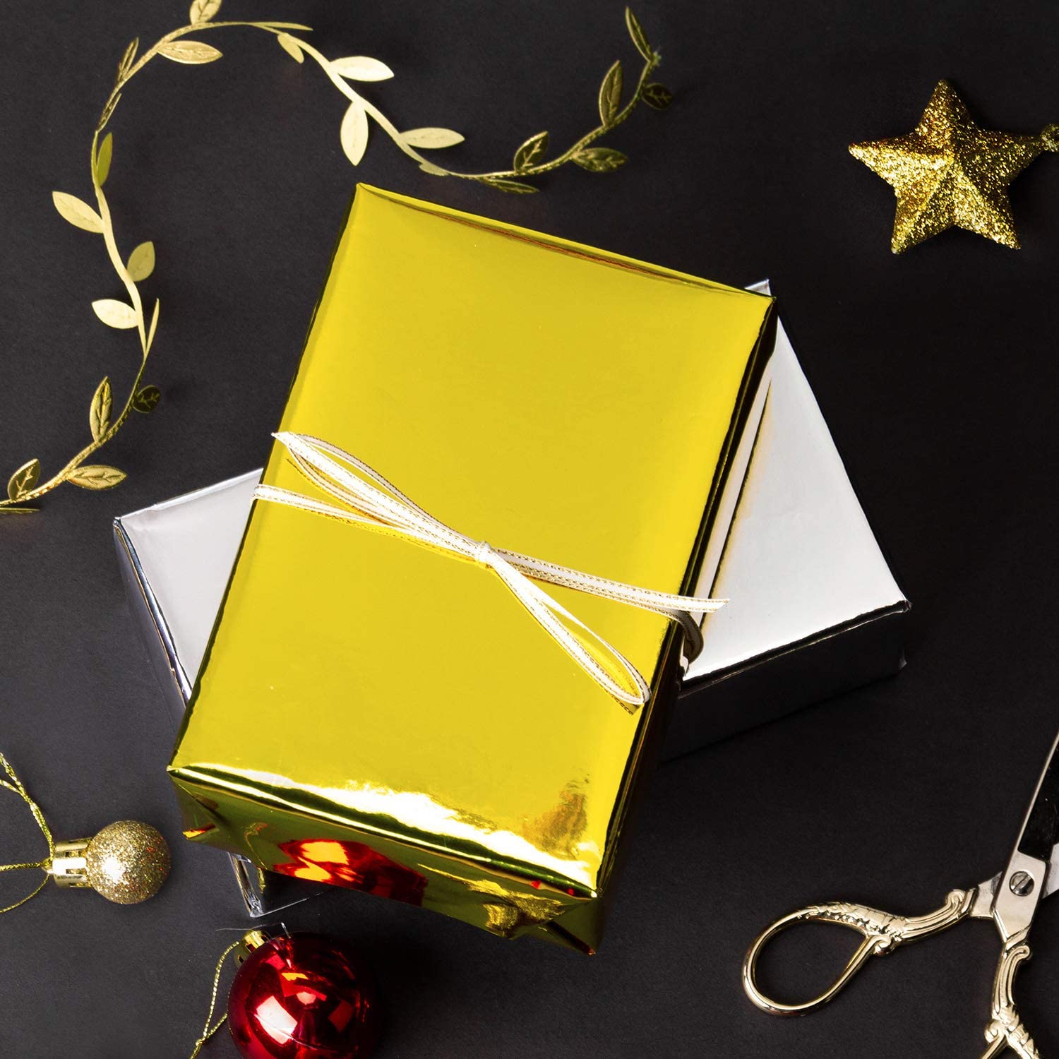  RUSPEPA Golden Metallic Wrapping Paper - Solid Color Matte  Paper Perfect for Wedding, Christmas, Baby Shower - 17.5 Inches X 32.8 Feet  : Health & Household